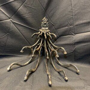 Vtg Cast Iron 5 Arm 15 Hooks Swivel Wall Hanger.